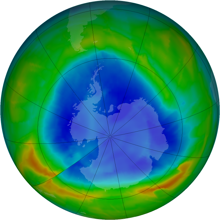 Antarctic ozone map for 04 September 2010